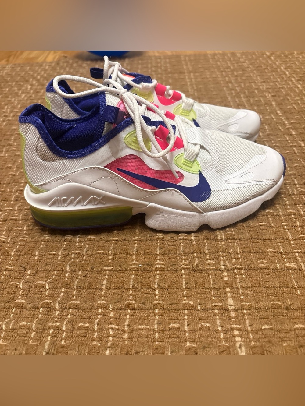 Nike air max White Sneakers with Pink, Blue & Neon Yellow Accents
